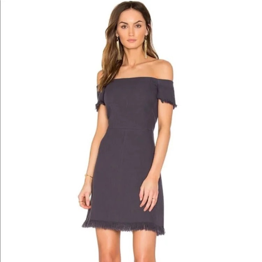 Rebecca Taylor Navy Blue Fringe Raw Hem Hem Mini Dress 4